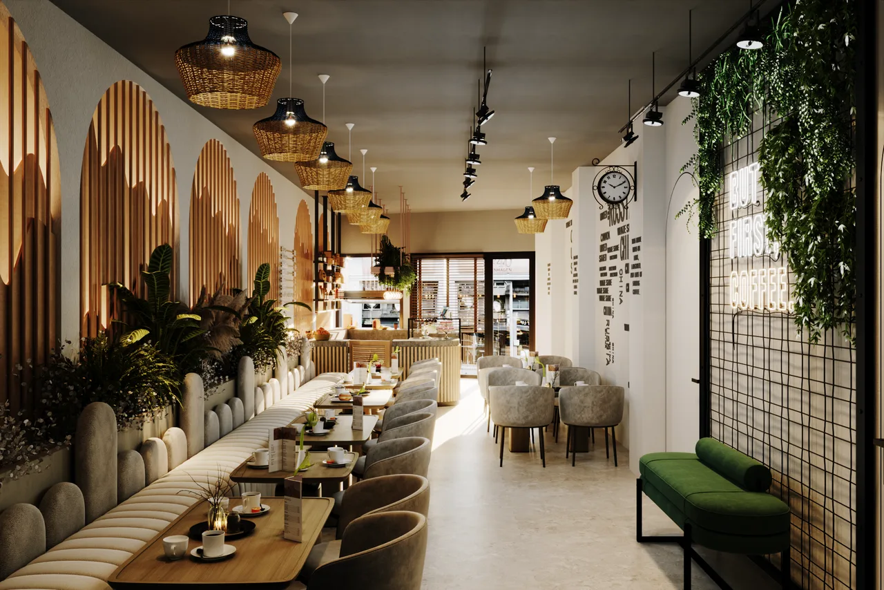 Nour Café, A Warm, Plant Filled Interior