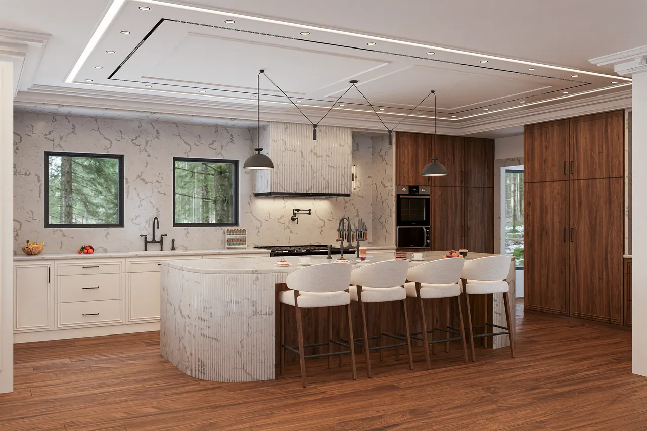 Modern Classic Home with Fluted Details and Warm Wood: image 3
