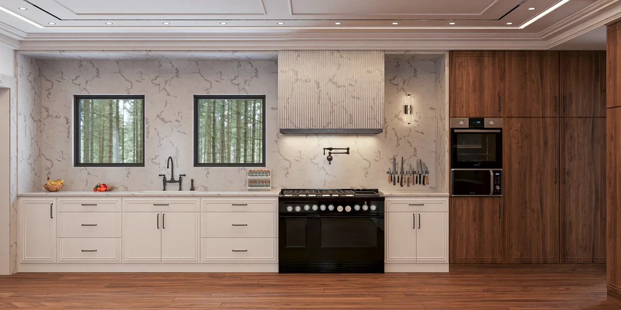 Modern Classic Home with Fluted Details and Warm Wood: image 1