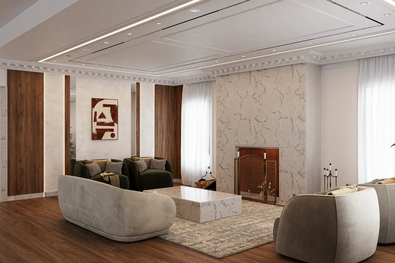 Modern Classic Home with Fluted Details and Warm Wood: image 6
