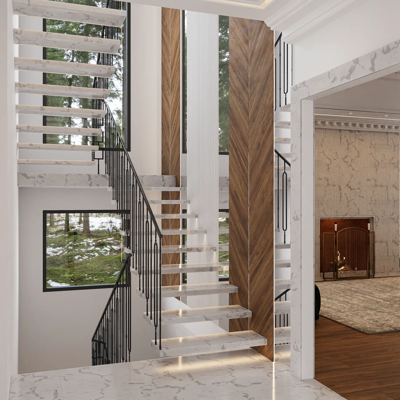 Modern Classic Home with Fluted Details and Warm Wood: image 7