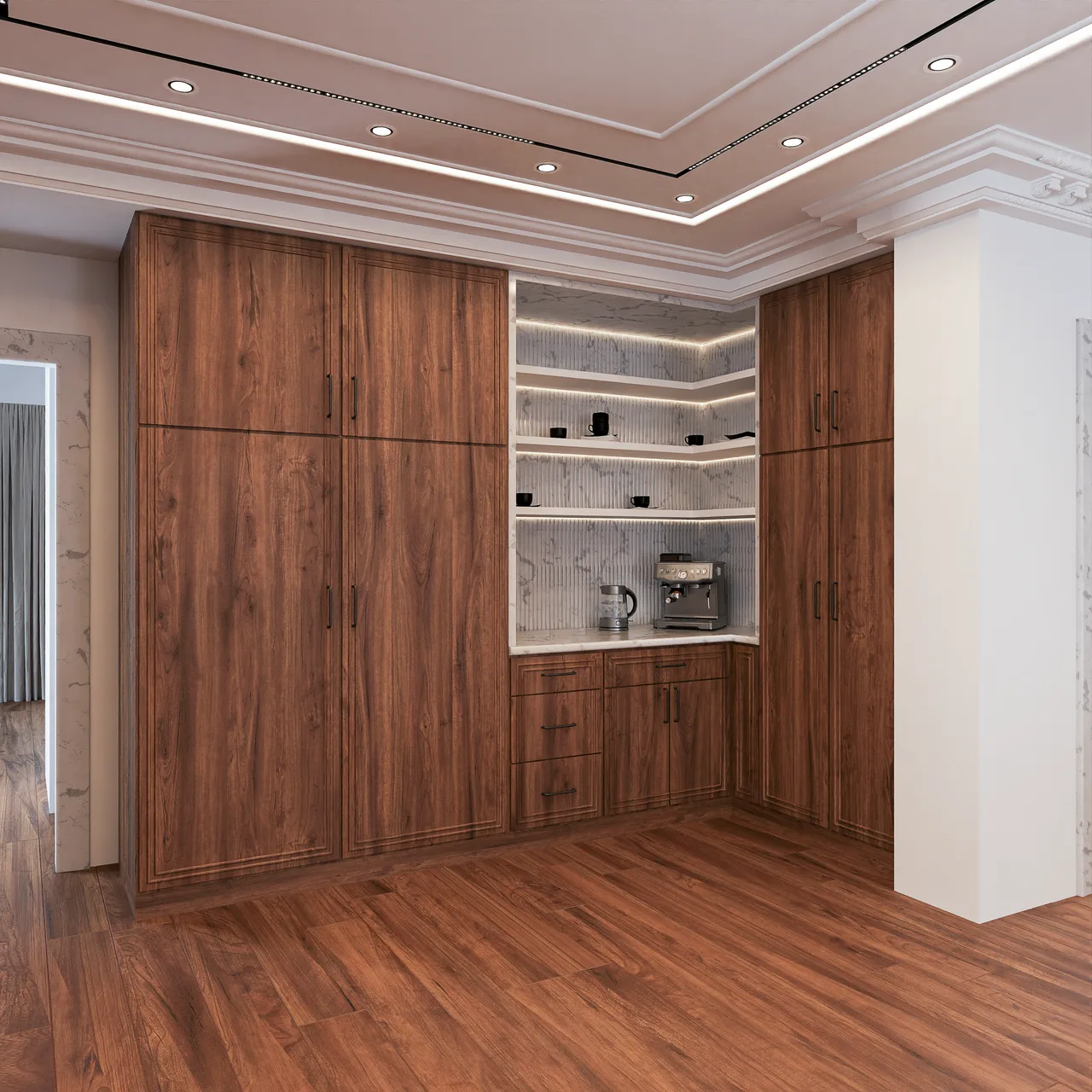 Modern Classic Home with Fluted Details and Warm Wood: image 4